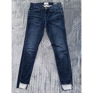 FRAME Le Skinny de Jeanne Jeans Dark Wash Raw Hem Denim Size 28‎